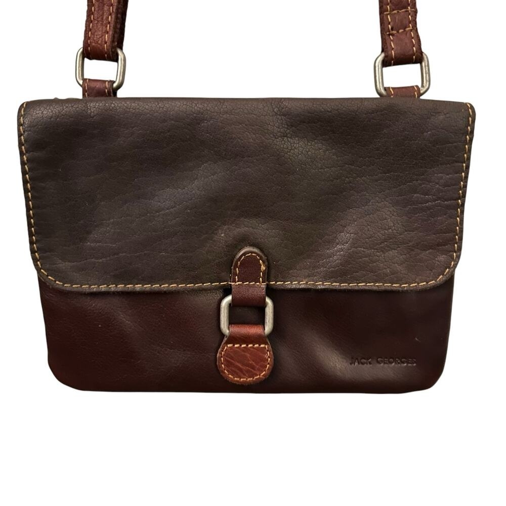 Jack Georges Brown Leather Crossbody Bag